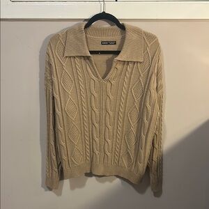 SHEIN Brown Cable Knit Sweater- L